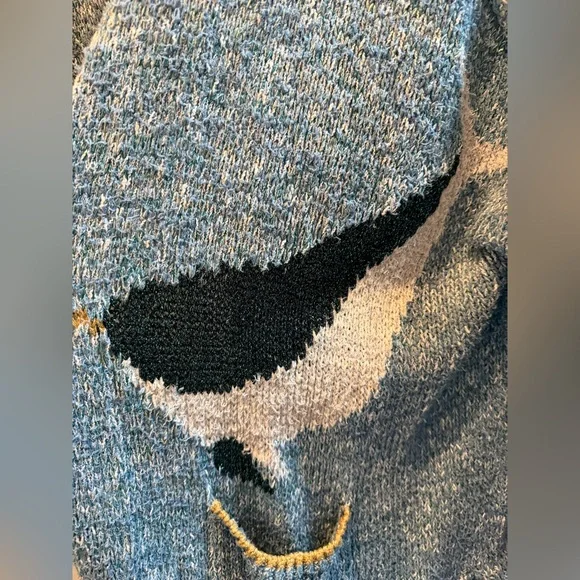 RARE Anthropologie Viral Blue Narwhal Knit Cardigan Sweater M/L - Picture 6 of 8
